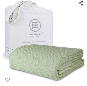 Threadmill Luxury Cotton Blankets for Queen SAGE GREEN| All-Season 100% Cotton